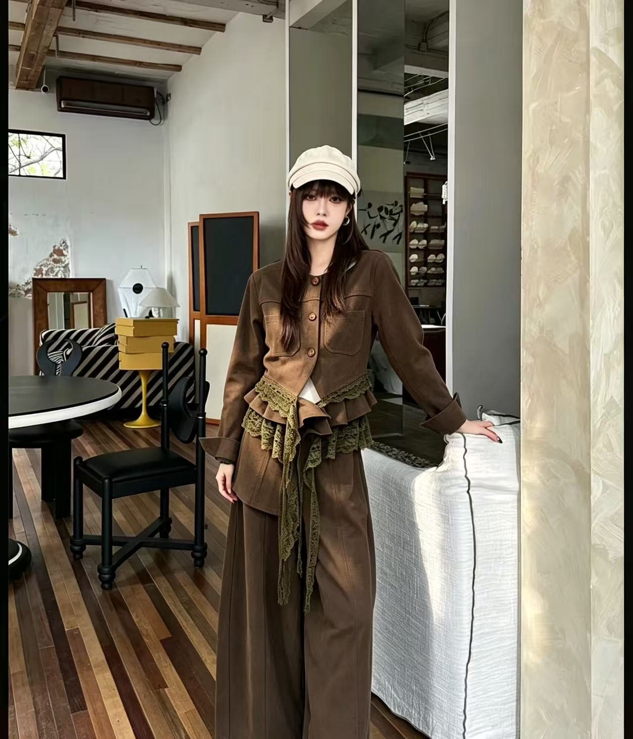 2026 가을 겨울 새로운 패션 슬림해 보이는 품격 인터넷 유명인 고급 외국 가스 여성 고급 다용도 루즈핏 빅 사이즈 투피스 슈트 이미지 3