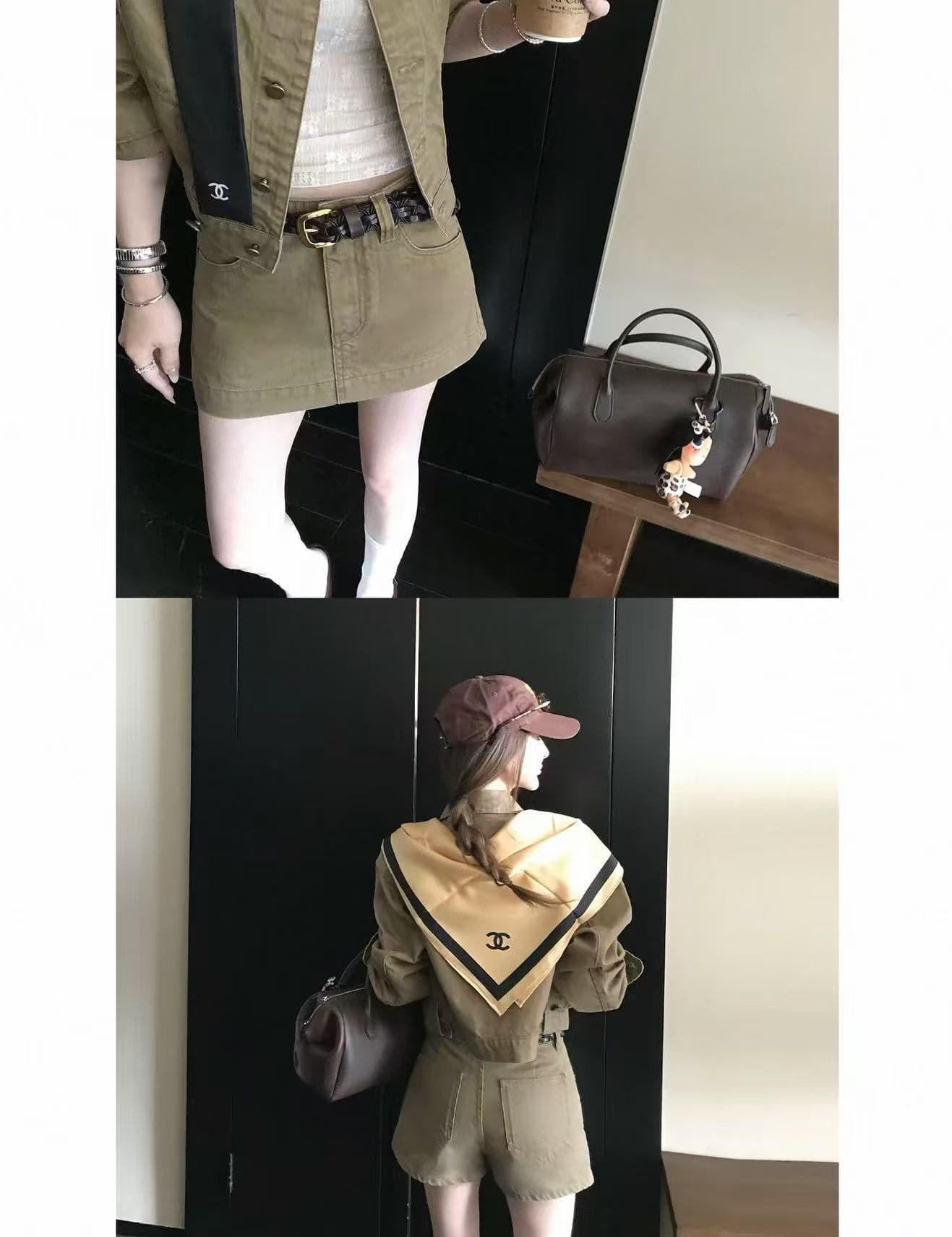 jeans suit 느슨함 타닌 절대적으로 훌륭함 비율 워싱 면 부드러운 반면 이 뼈 느슨함 자기 접촉 데님 세트 이미지 3