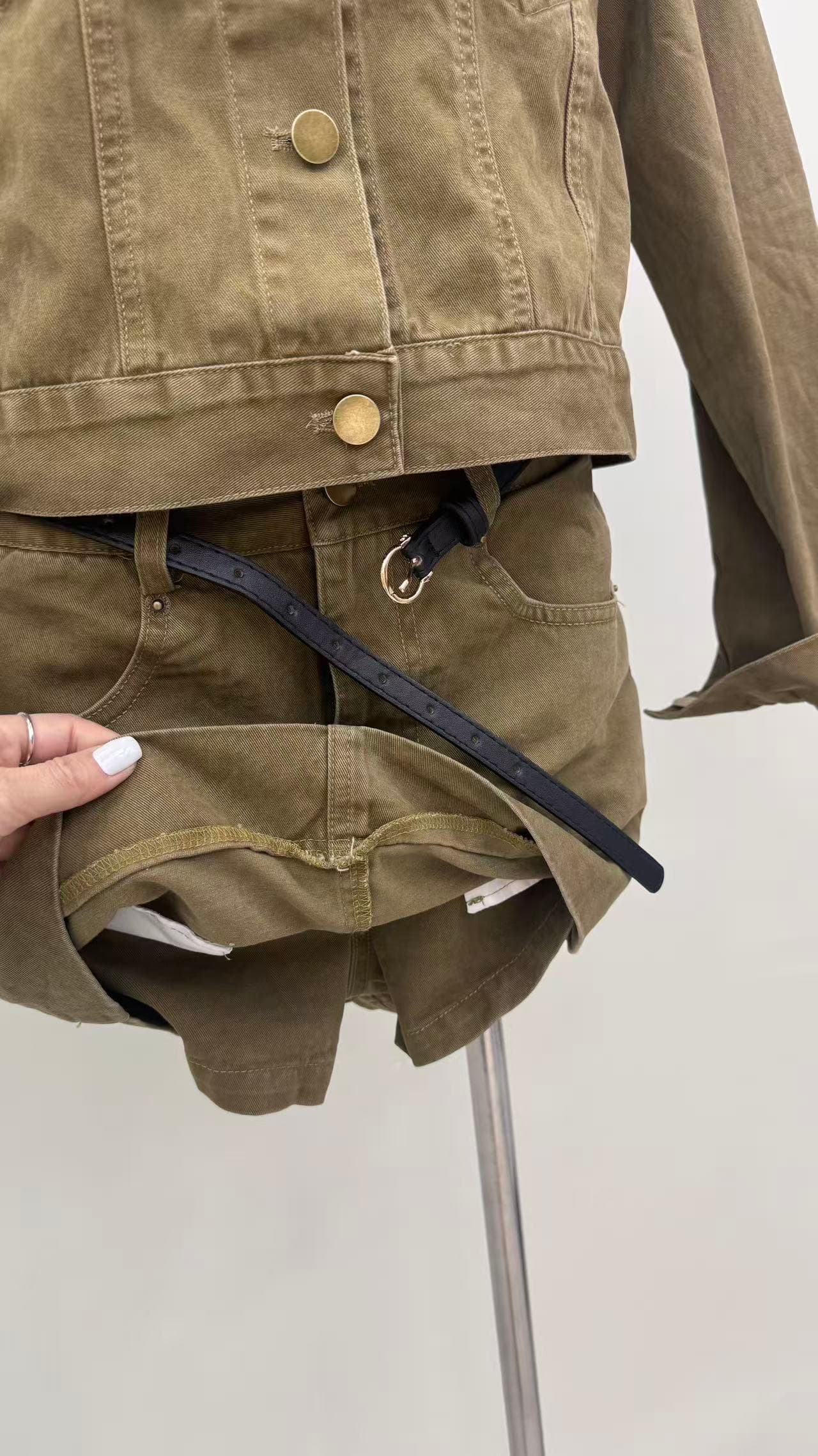 jeans suit 느슨함 타닌 절대적으로 훌륭함 비율 워싱 면 부드러운 반면 이 뼈 느슨함 자기 접촉 데님 세트 상세 이미지 3
