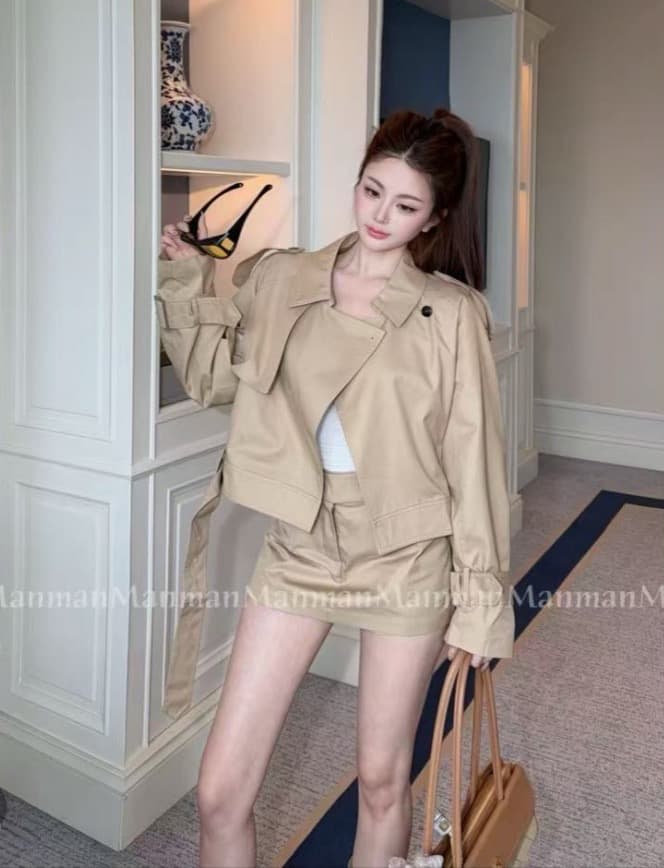 쌀 Na 홈 해시계 바젤 카키 워크웨어 섹션 재킷 카키 워크웨어 치마바지 이미지 4