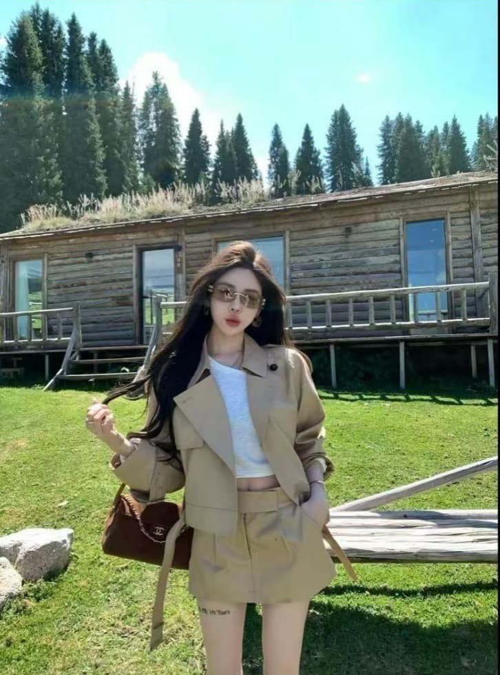 쌀 Na 홈 해시계 바젤 카키 워크웨어 섹션 재킷 카키 워크웨어 치마바지 이미지 3