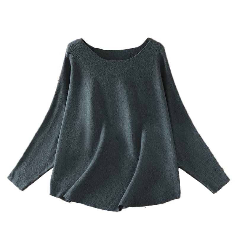 높은 품질 캐주얼 바람 니트 스웨터 여성 오프숄더 배트윙 소매 루즈핏 표지 고기 슬림해 보이는 외출용 기본 셔츠 벨트 포함 이미지 5
