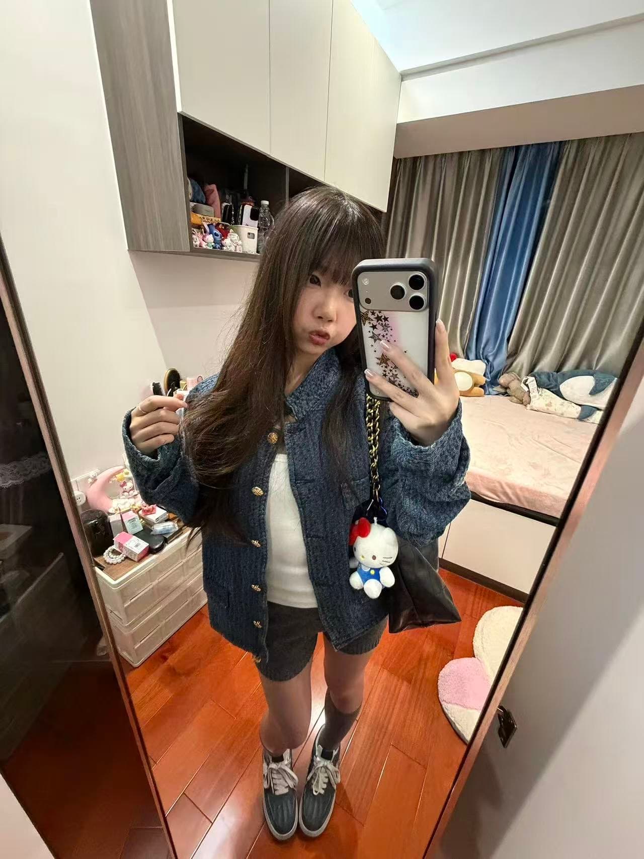 레트로 패치워크 단추 오픈 가디건 파란색 데님 짧은 여성 코트 봄 가을 루즈핏 슬림해 보이는 캐주얼 재킷 트렌디 이미지 2
