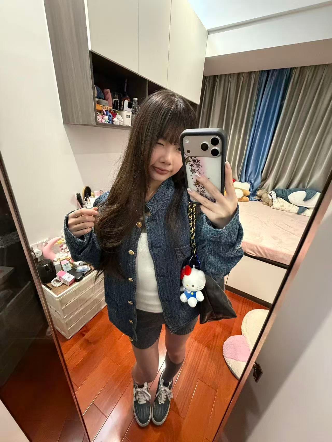 레트로 패치워크 단추 오픈 가디건 파란색 데님 짧은 여성 코트 봄 가을 루즈핏 슬림해 보이는 캐주얼 재킷 트렌디 상세 이미지 1