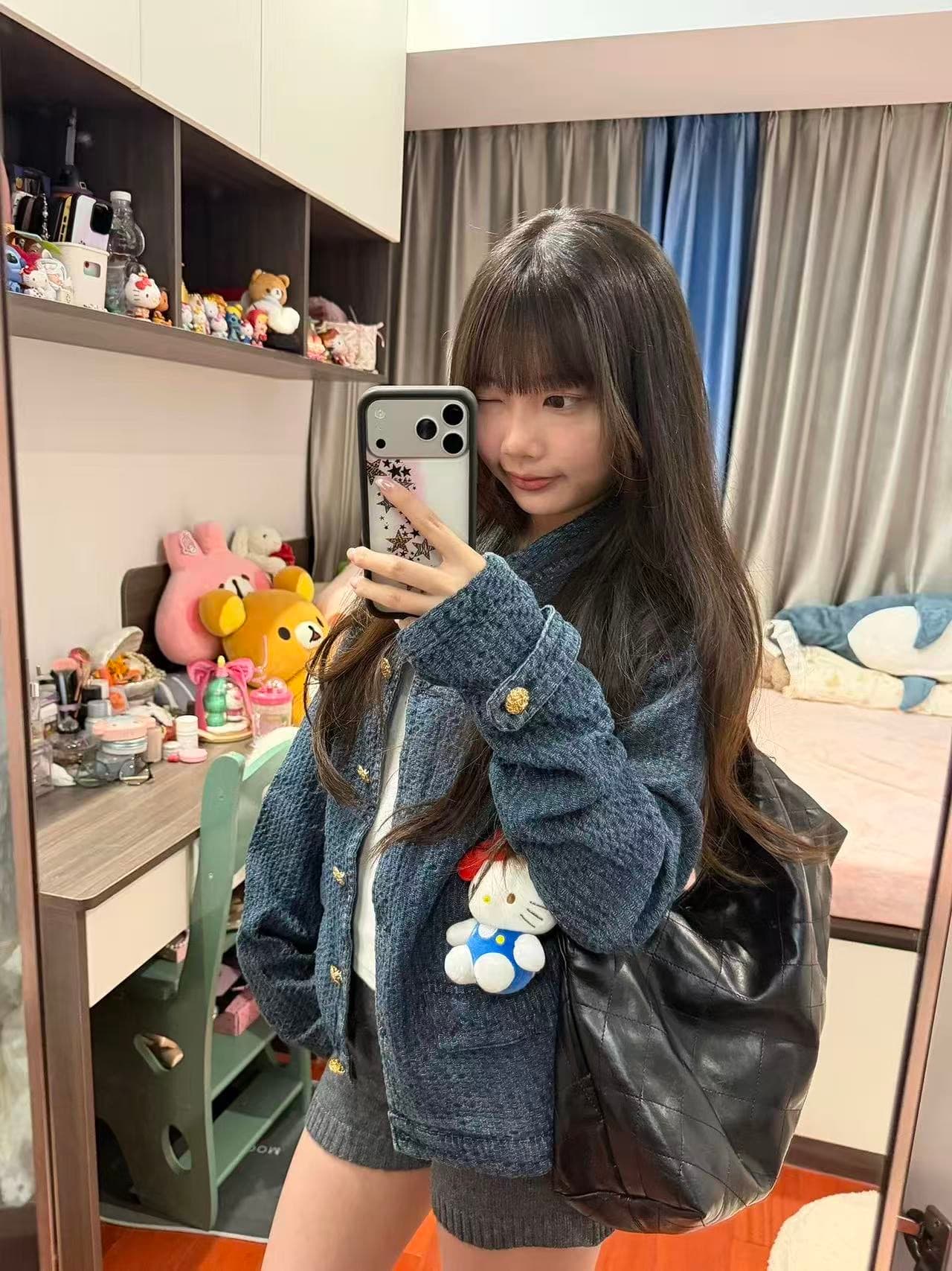 레트로 패치워크 단추 오픈 가디건 파란색 데님 짧은 여성 코트 봄 가을 루즈핏 슬림해 보이는 캐주얼 재킷 트렌디 상세 이미지 3