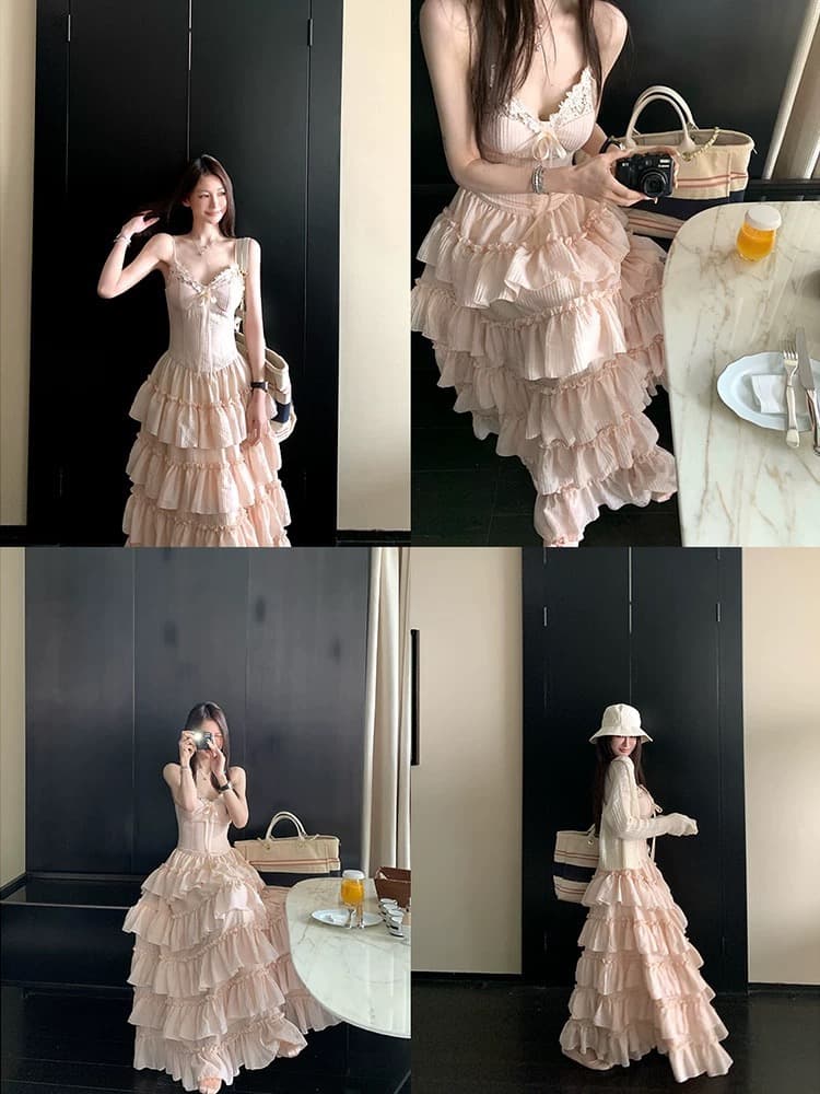 skk store S 지아 리 치마 프랑스식 무거운 작업 4 미터 소비 재료 레이스 슬립 드레스 3 차원 케이크 롱 스커트 이미지 3