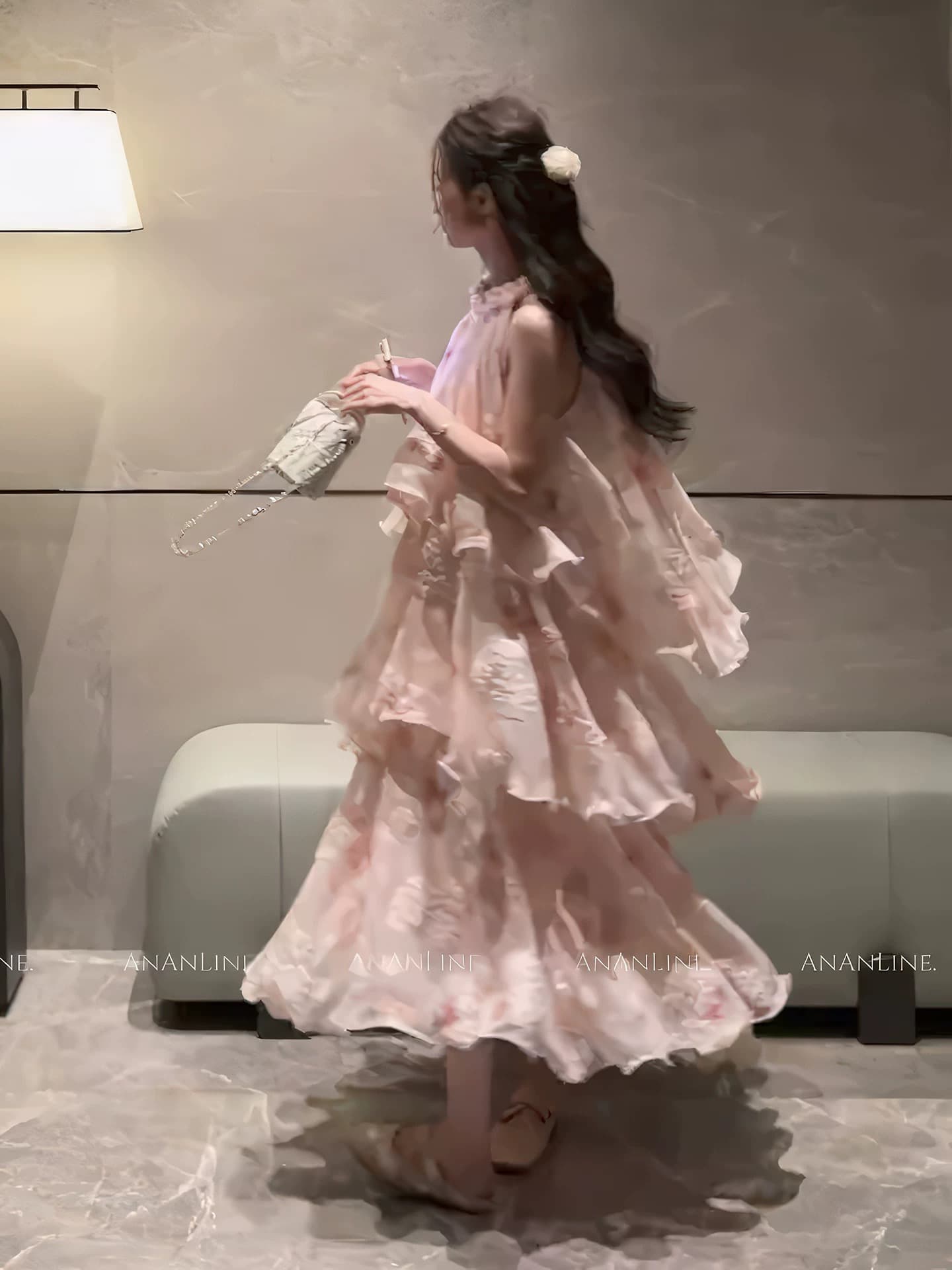 프랑스식 핑크색 민소매 행침 목 여성 드레스 여름 2026 새로운 요정 바람 케이크 드레스 휴가 품격 롱 스커트 이미지 5