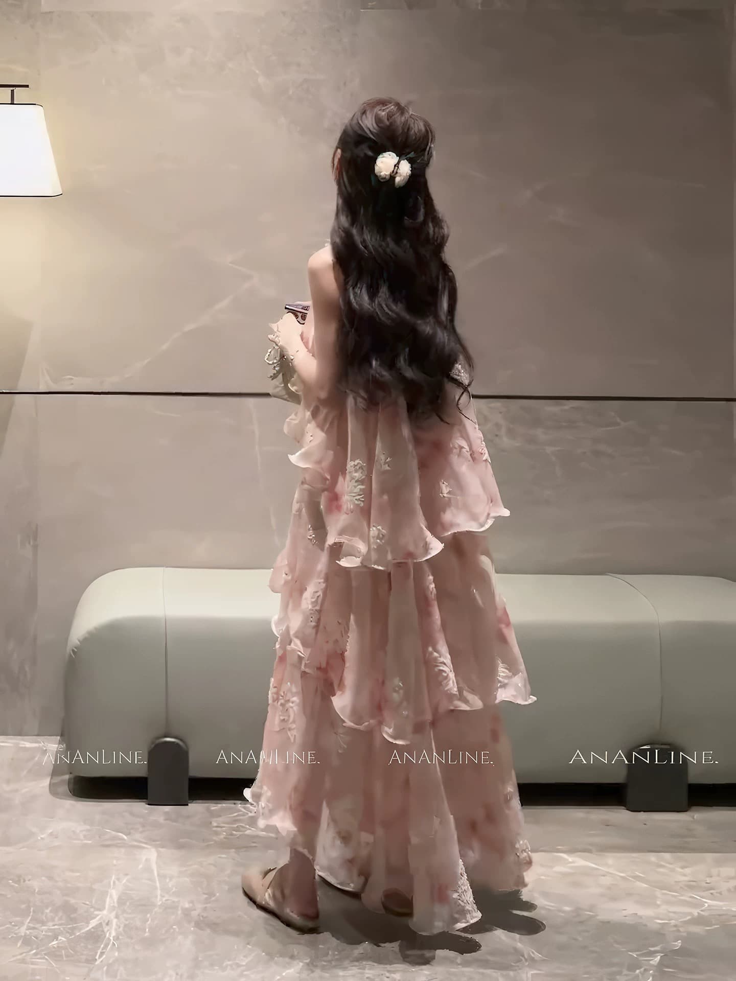 프랑스식 핑크색 민소매 행침 목 여성 드레스 여름 2026 새로운 요정 바람 케이크 드레스 휴가 품격 롱 스커트 상세 이미지 2