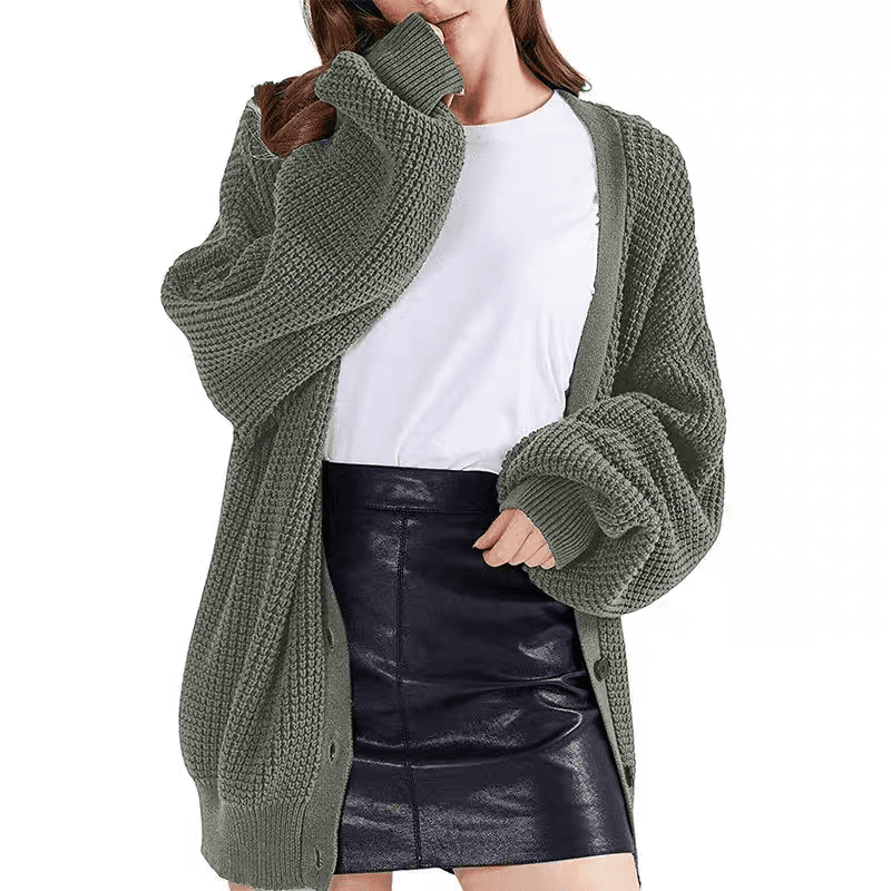 유럽과 미국 AliExpress 아마존 ebay 루즈핏 레트로 스웨터 여성 코트 중간 길이 니트 오픈 가디건 외출용 이미지 4