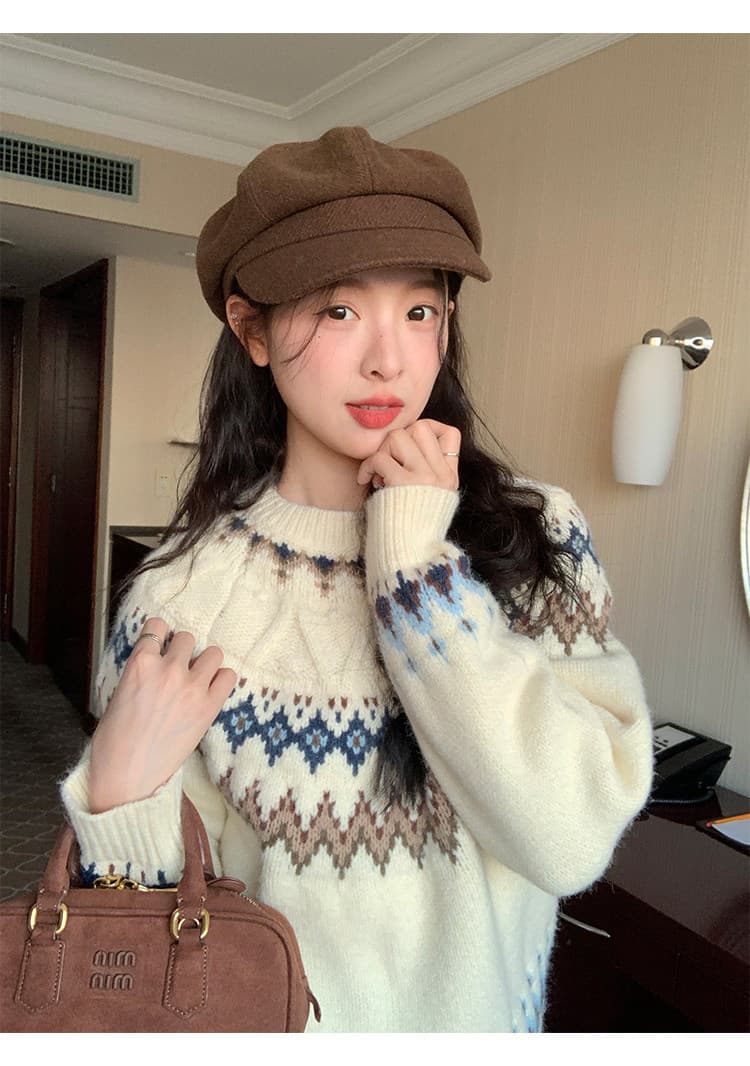 토지 작은 그룹 레트로 공정한 섬 스웨터 2026 가을 한 부서 캐주얼 느긋한 루즈핏 다용도 분위기 센스 맨위 상세 이미지 2