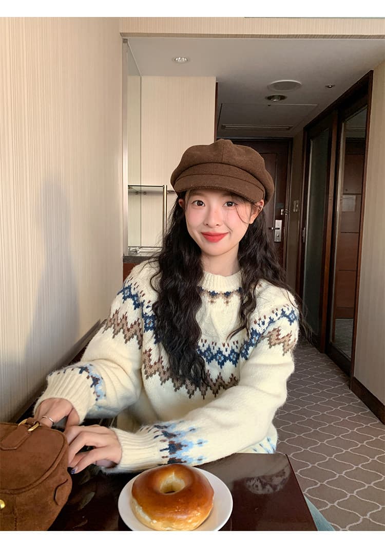 토지 작은 그룹 레트로 공정한 섬 스웨터 2026 가을 한 부서 캐주얼 느긋한 루즈핏 다용도 분위기 센스 맨위 상세 이미지 4