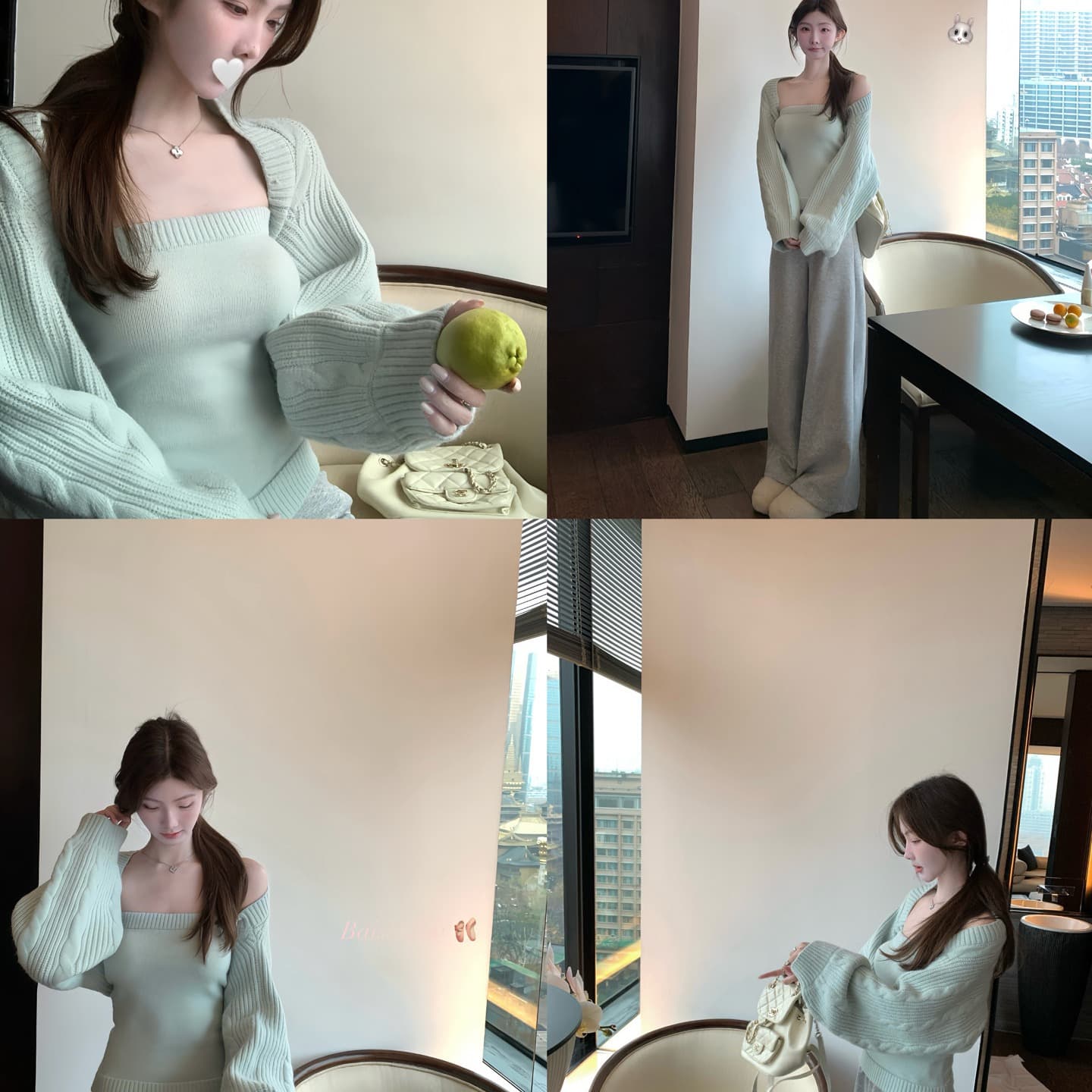 화이트 워터 여성 봄날 박하 남자 웨이브 튜브탑 조끼 모직물 쇼트 스타일 어깨 여성 순수한 욕망 바람 고급 센스 세트 이미지 5