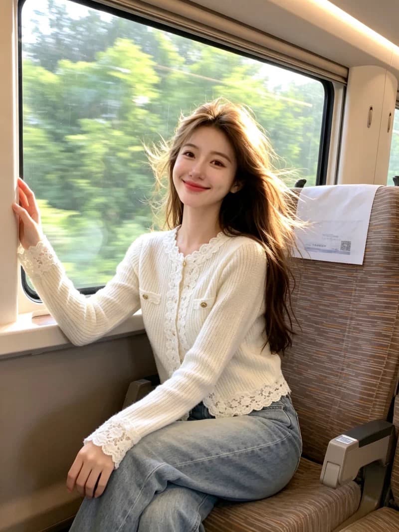 보존 섹션 추천 달콤한 스타일 레이스 레이스 긴팔 니트 오픈 가디건 여성 가을 겨울 새로운 부드러운 아름다운 맨위 이미지 3