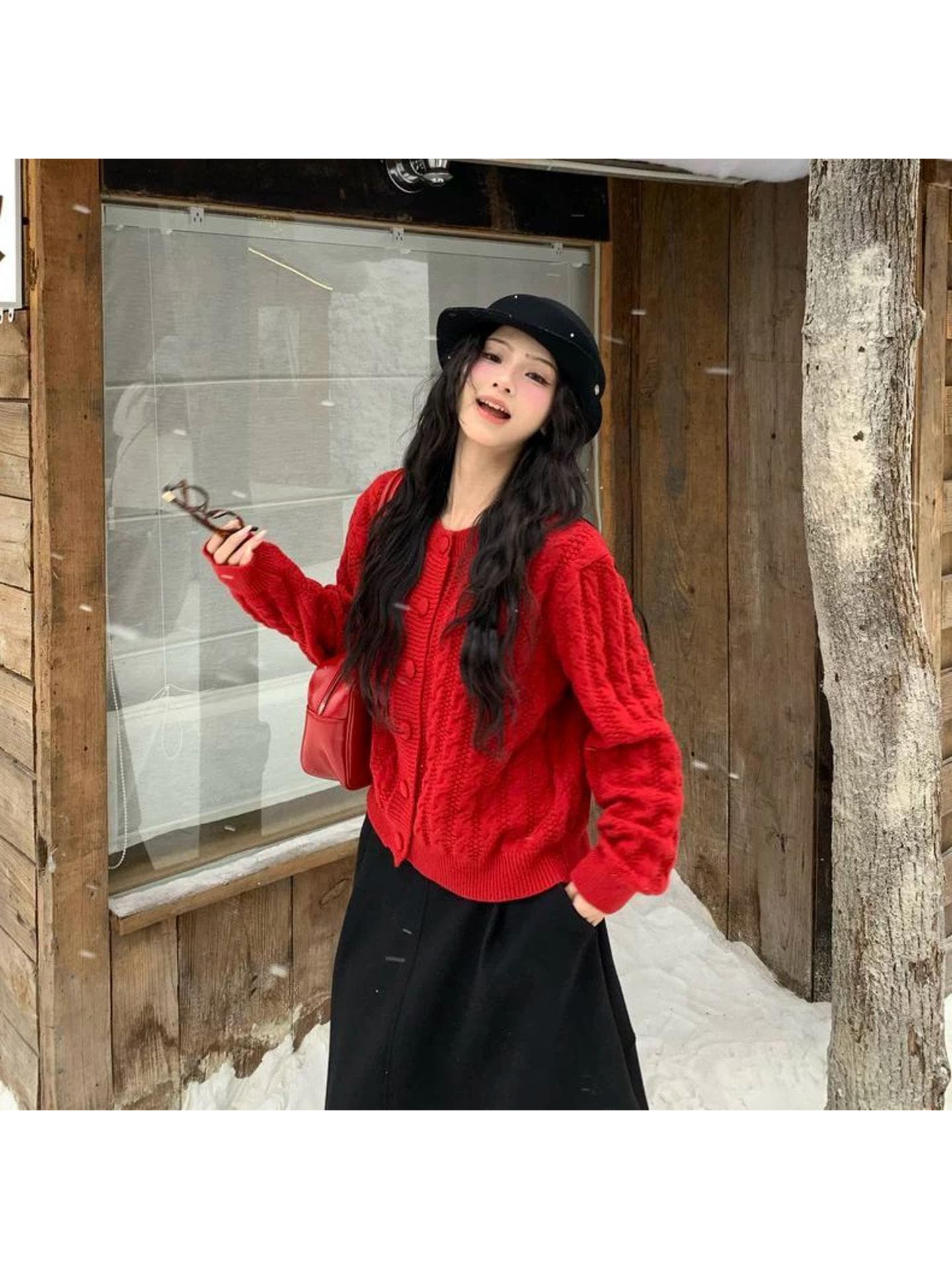 수 있습니다. 소금 수 있습니다. 달콤한 우유 씽 하는 소리 니트 라운드 넥 오픈 가디건 루즈핏 긴팔 봄 가을 겨울 꽈배기 보온 표지 고기 재킷 상세 이미지 1