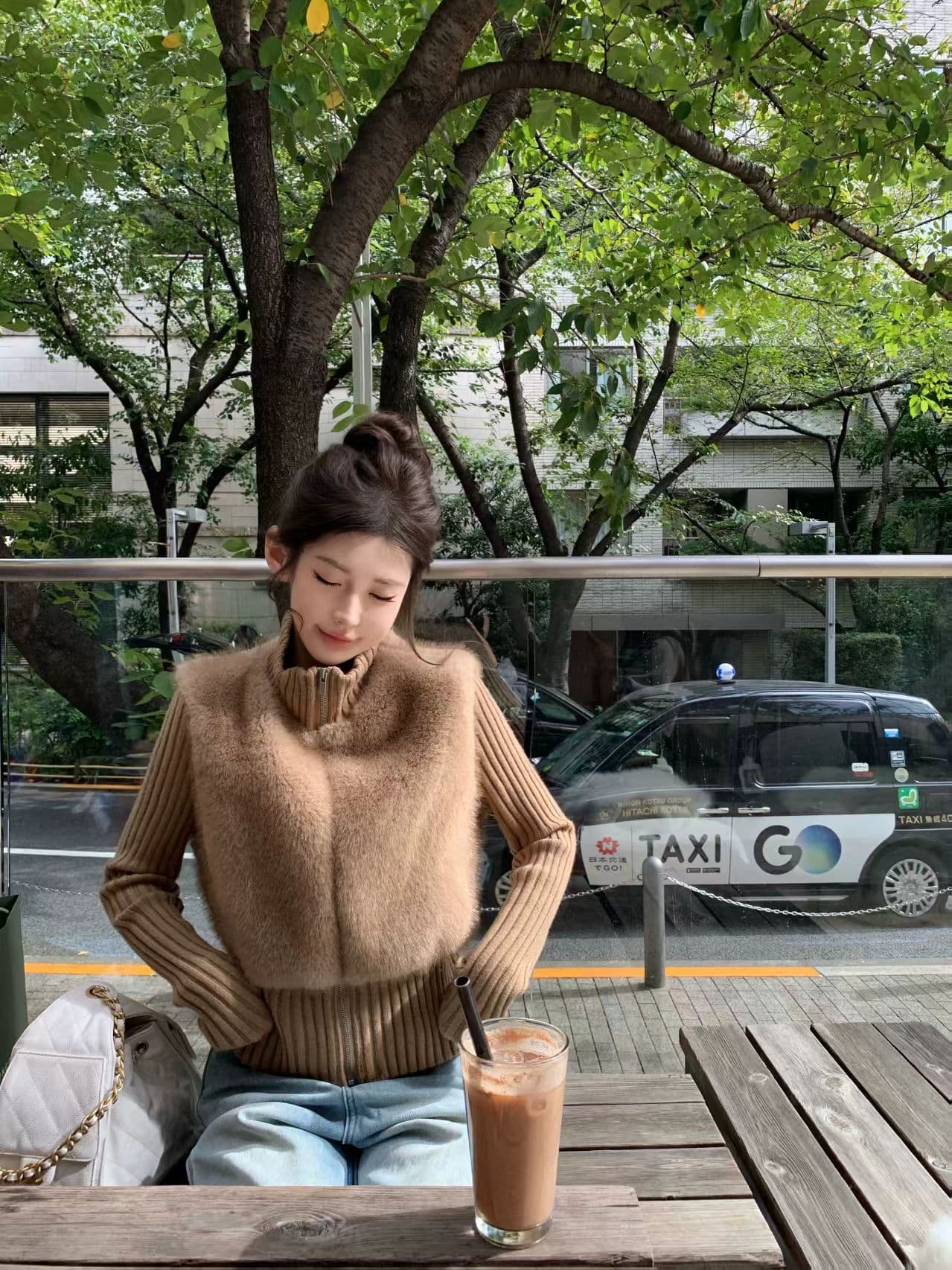 따뜻한 벨벳 모조 모피 패치워크 지퍼 니트 몸매 가꾸기 다용도 재킷