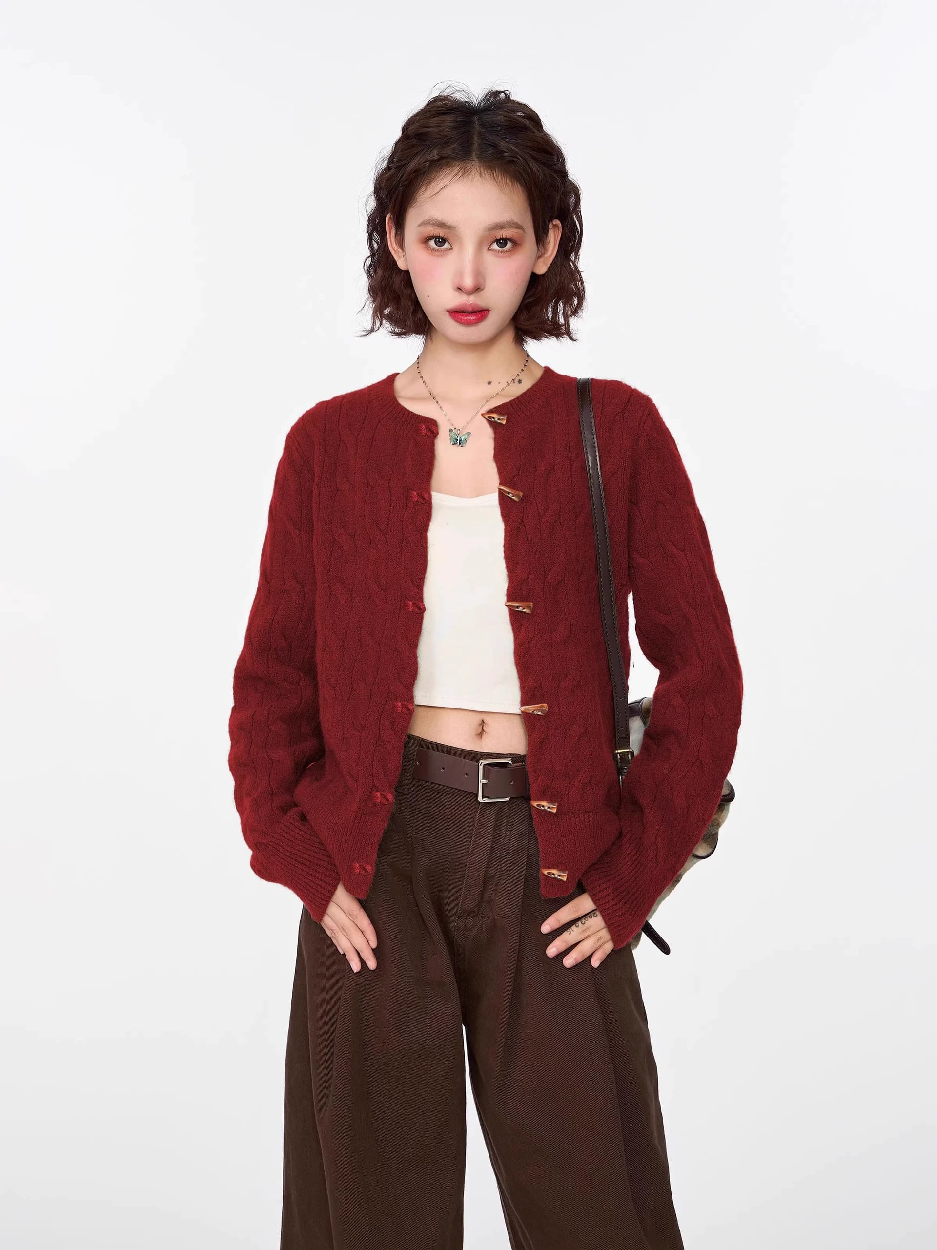 녹색 꽈배기 스웨터 니트 오픈 가디건 여성 코트 이른 가을 가을 인사이드 가져 가라. 만나는 쇼트 스타일 니트 스웨터 긴팔 맨위 상세 이미지 14