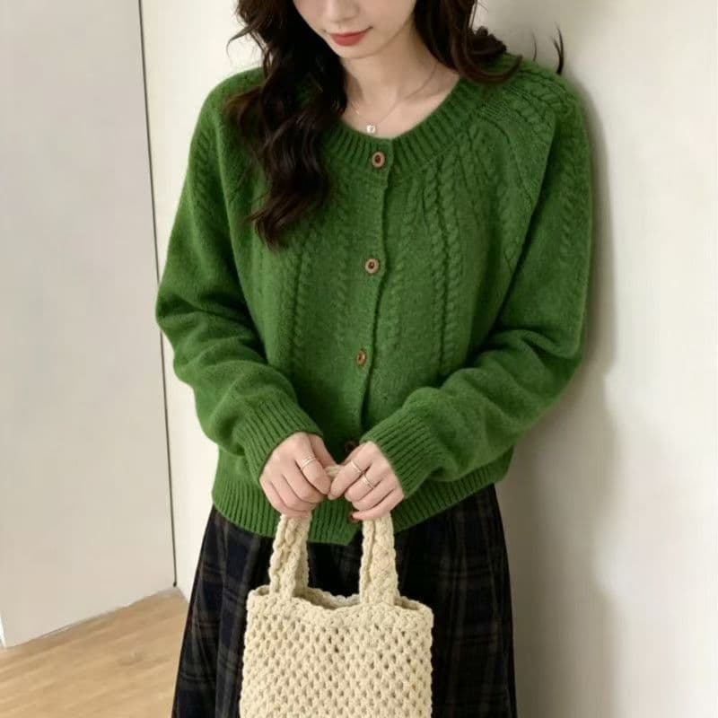 작은 키 주황색 부드러운 찹쌀 오픈 가디건 스웨터 여성 코트 가을 겨울 외부 가져 가라. 느긋한 바람 루즈핏 두꺼운 니트 스웨터 맨위 상세 이미지 1
