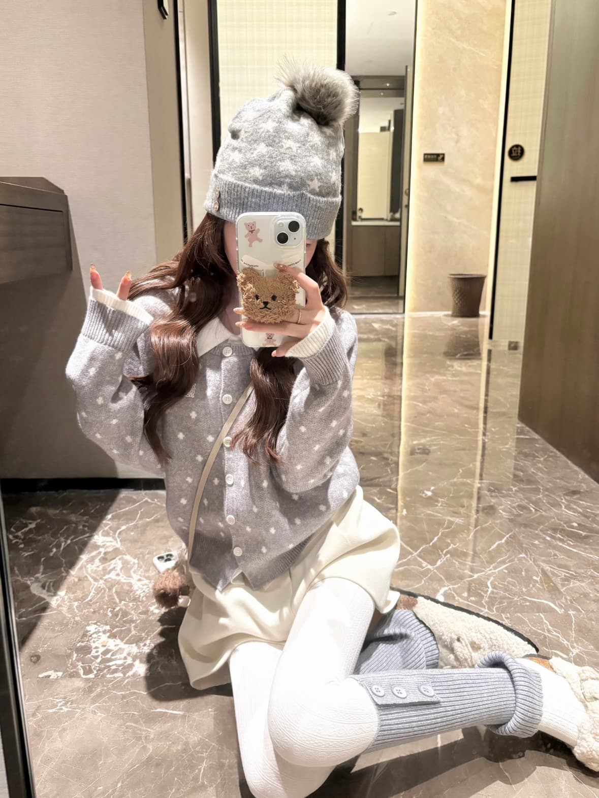 아메리칸 회색 긍정적 인 어깨 POLO 칼라 페이크 레이어드 스웨터 오픈 가디건 여성 코트 가을 겨울 몸매 가꾸기 슬림해 보이는 니트 스웨터 맨위 상세 이미지 2