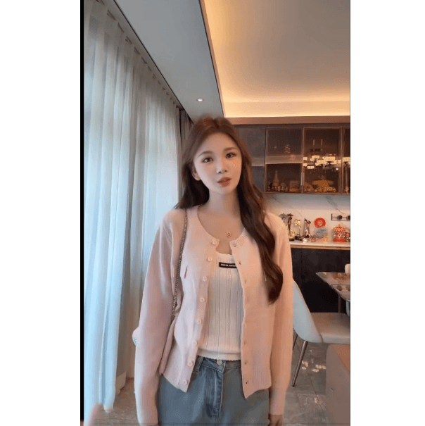 liuyi 빛 연 주간 접시 가을 전체 양모 긴팔 니트 카디건 코트