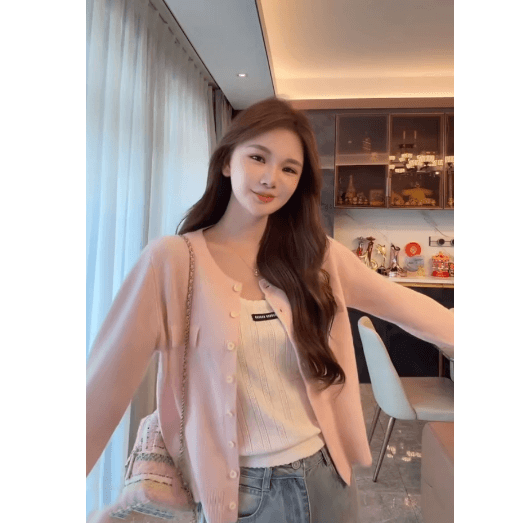 liuyi 빛 연 주간 접시 가을 전체 양모 긴팔 니트 카디건 코트 상세 이미지 4