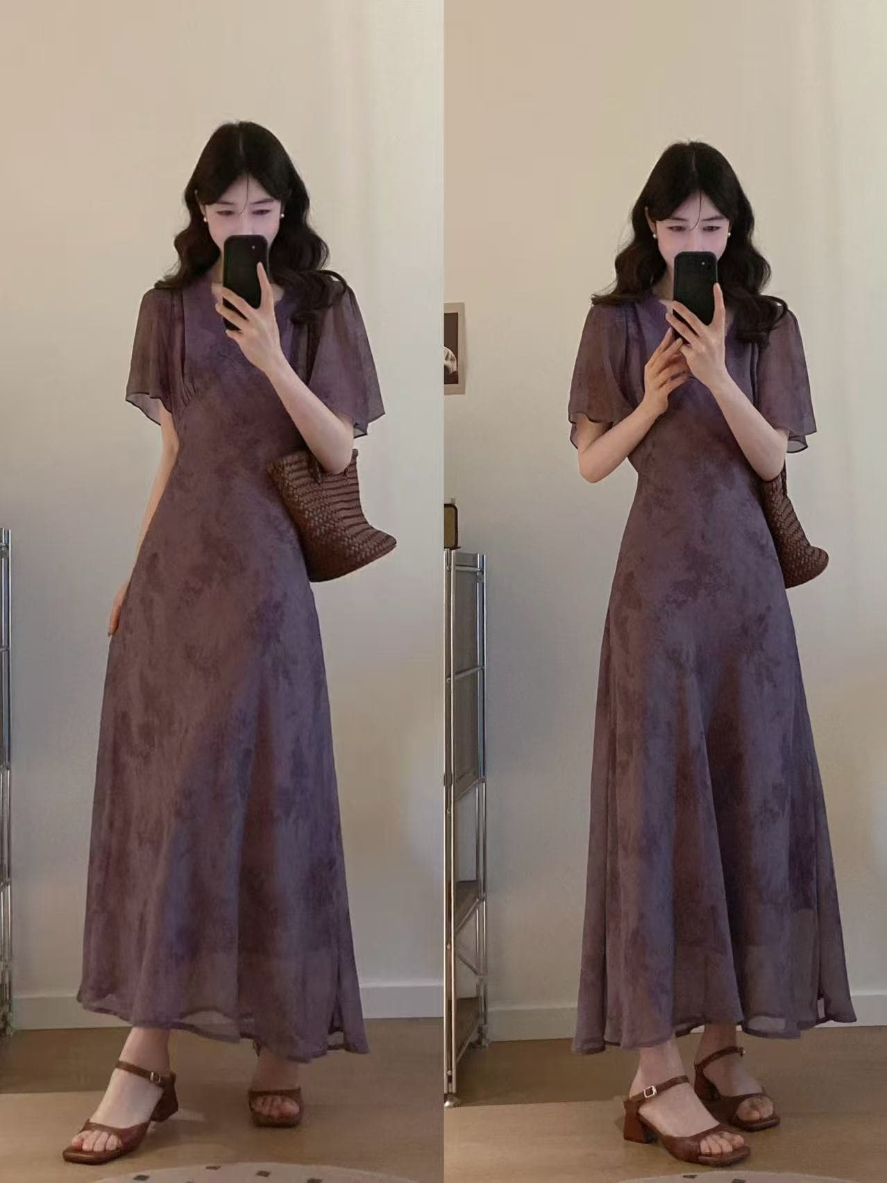 실사 빅 사이즈 레이스 조각 낭만주의 그것 상황 프랑스식 품격 스트랩 허리 수축 슬림해 보이는 드레스 상세 이미지 2