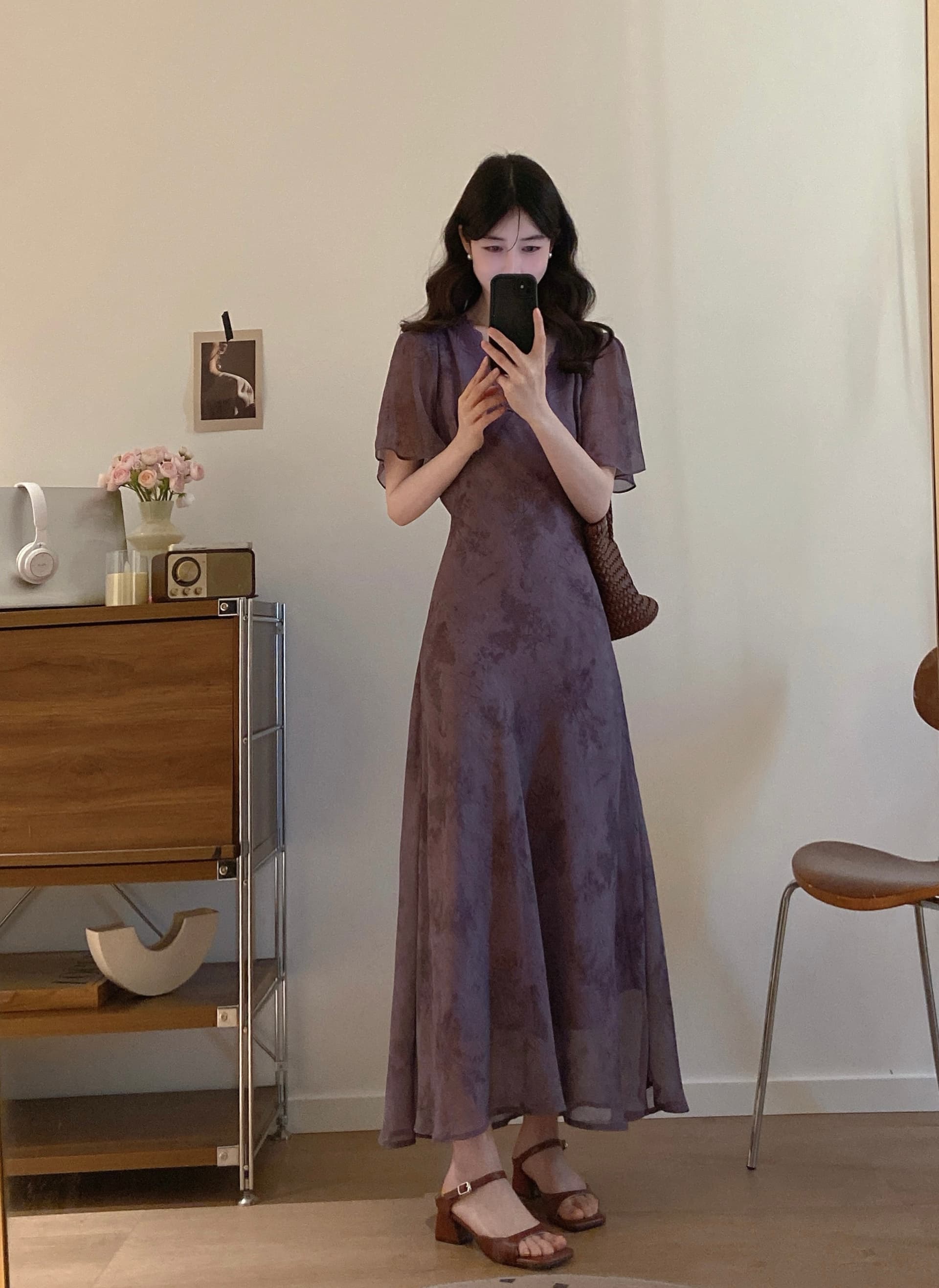 실사 빅 사이즈 레이스 조각 낭만주의 그것 상황 프랑스식 품격 스트랩 허리 수축 슬림해 보이는 드레스 상세 이미지 4