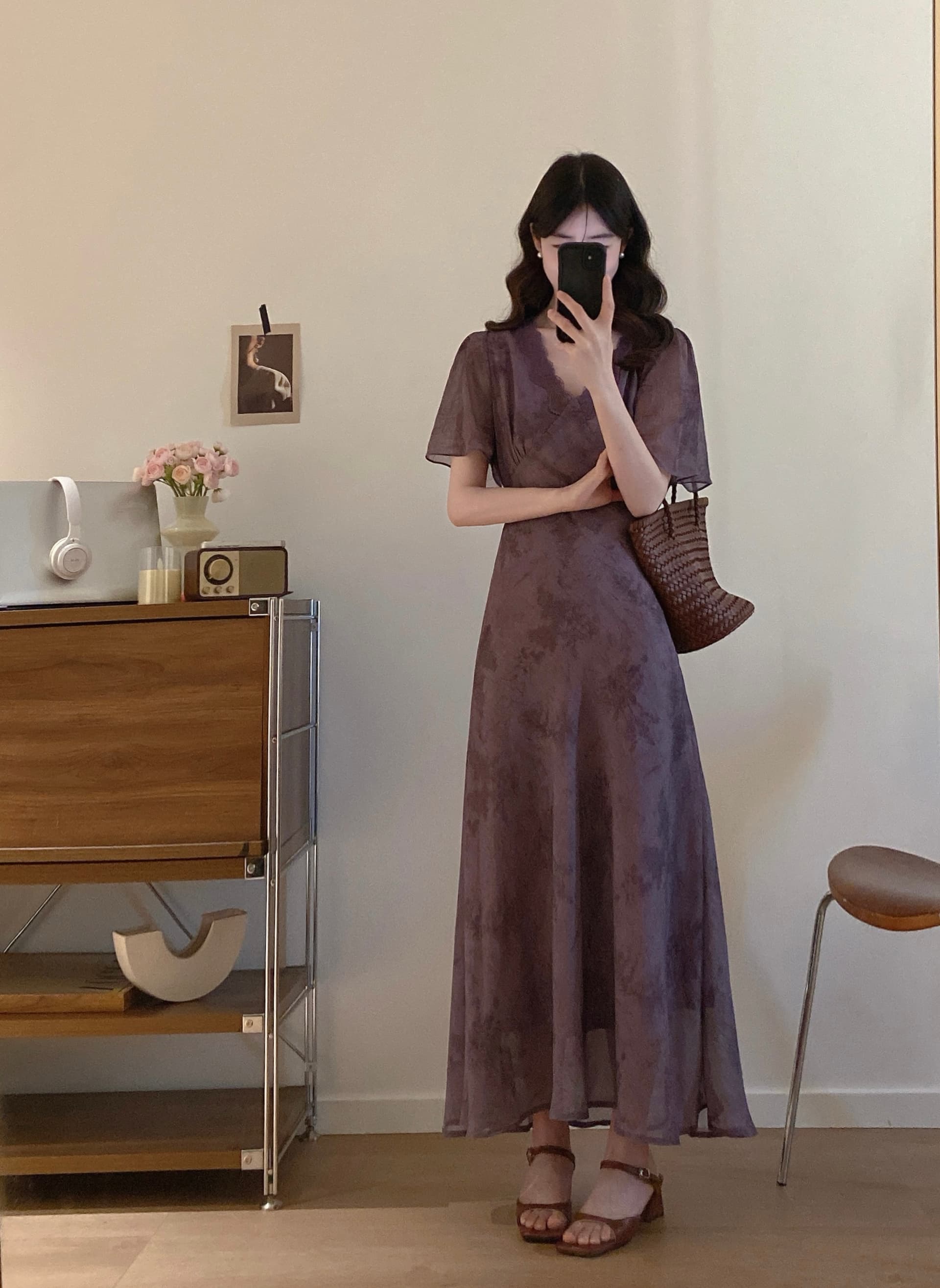 실사 빅 사이즈 레이스 조각 낭만주의 그것 상황 프랑스식 품격 스트랩 허리 수축 슬림해 보이는 드레스 상세 이미지 5
