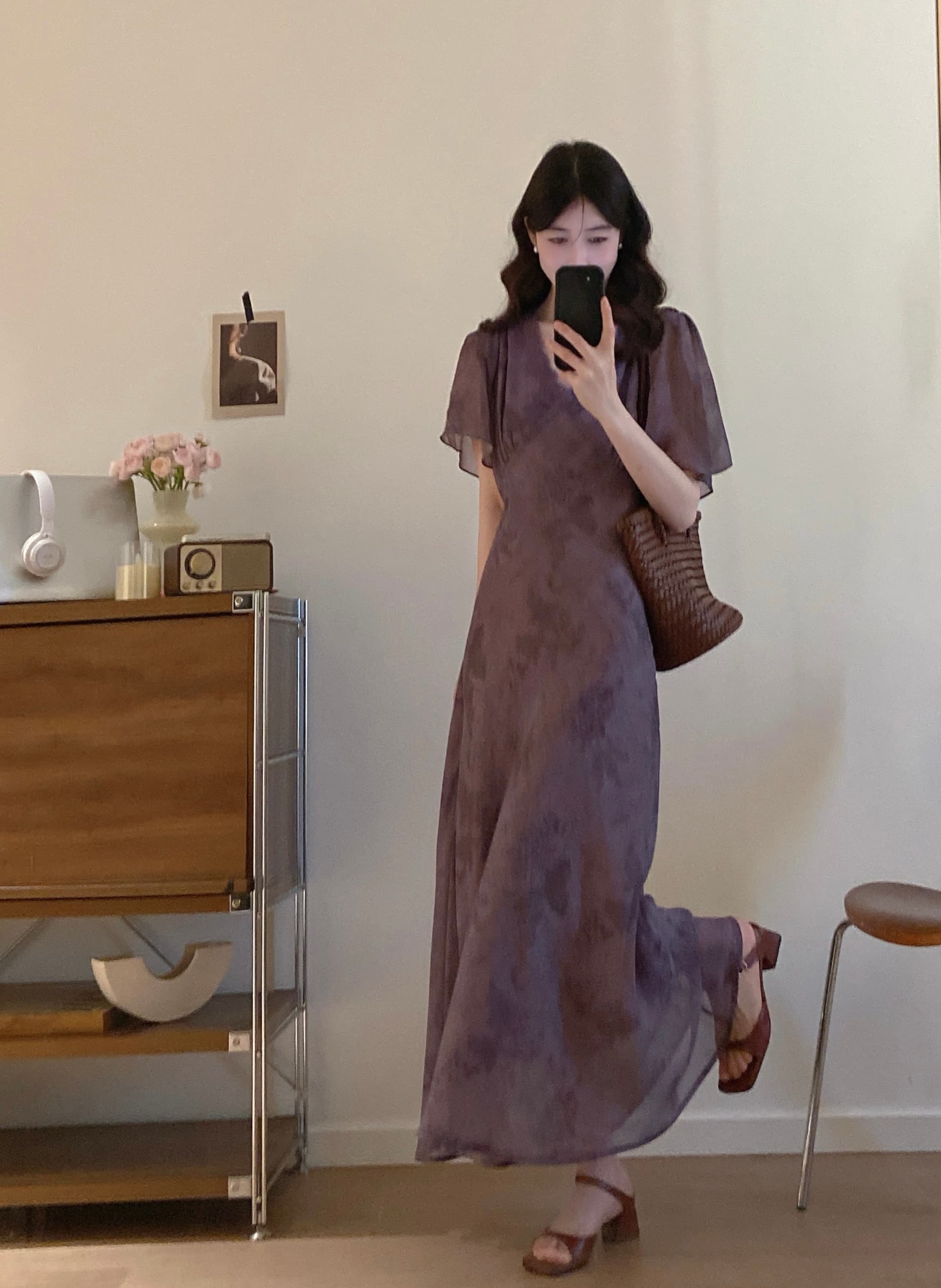 실사 빅 사이즈 레이스 조각 낭만주의 그것 상황 프랑스식 품격 스트랩 허리 수축 슬림해 보이는 드레스 상세 이미지 6