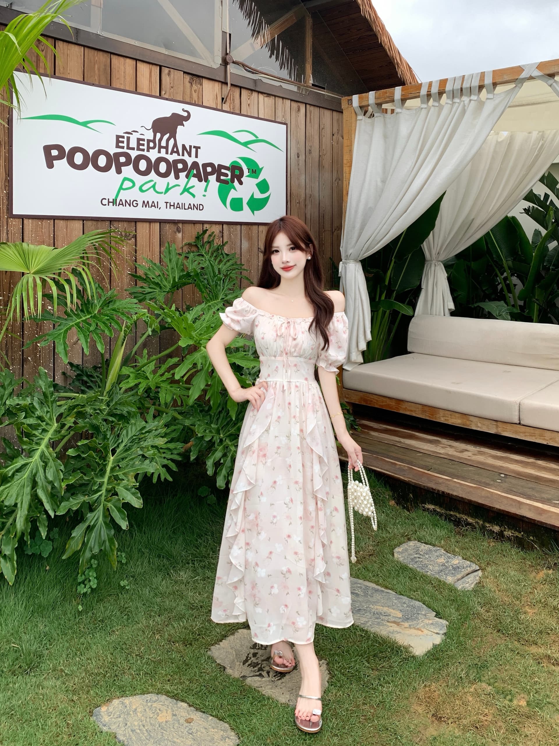 실사 빅 사이즈 지방 mm 프랑스식 자카드 광장 칼라 프릴 쉬폰 여성 드레스 여름 품격 슬림해 보이는 연령 감소 롱 스커트 상세 이미지 5