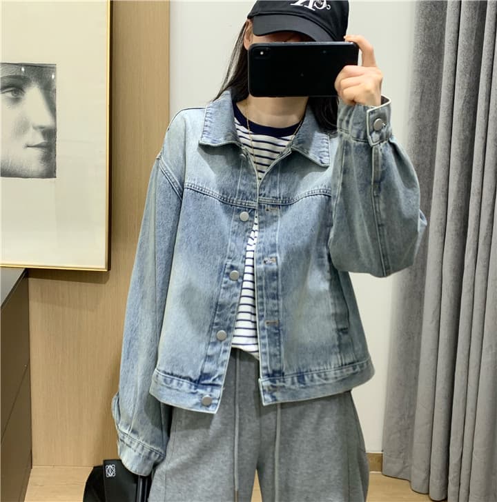 봄 캐주얼 바람 마 오래된 타닌 재킷 자수 작은 말 쇼트 스타일 데님 재킷 다용도 맨위 상세 이미지 13