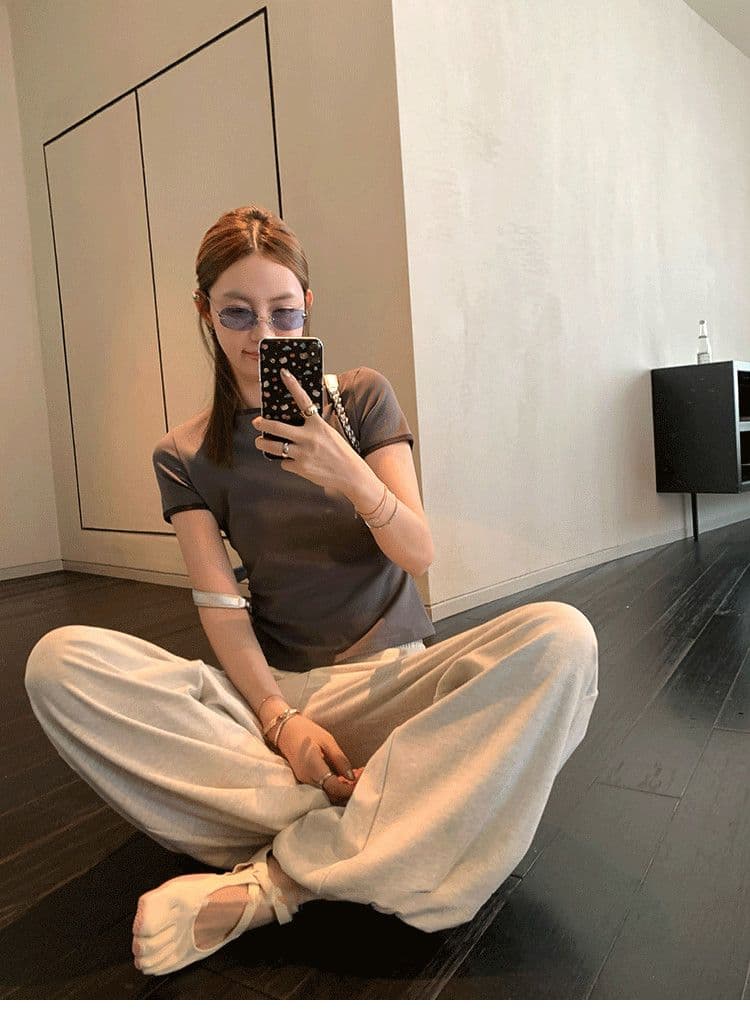 원본 품질 가벼움 루즈핏 와이드 레깅스 바지 2026 봄 새로운 캐주얼 허리밴드 조거 랜턴 웨이 바지 상세 이미지 18