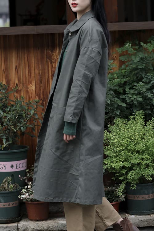 2026 가을 새로운 문예 레트로 두꺼운 아마 중간 길이 폴로 칼라 열린 가슴 긴팔 재킷 이미지 6