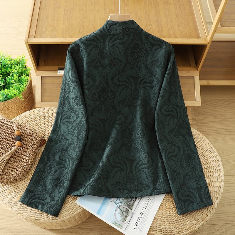 2026 실사 가을 면 린넨 자카드 문예 레트로 젠 쇼트 스타일 중식 만나는 차 서비스 이미지 4