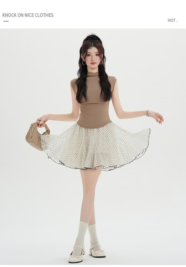 실사 한 부서 핑크색 달콤함 도트 무늬 망사 반신 스커트 여성 여름 하이웨이스트 한 마디 퍼프 빅 플레어 스커트 케이크 미니 스커트 상세 이미지 27