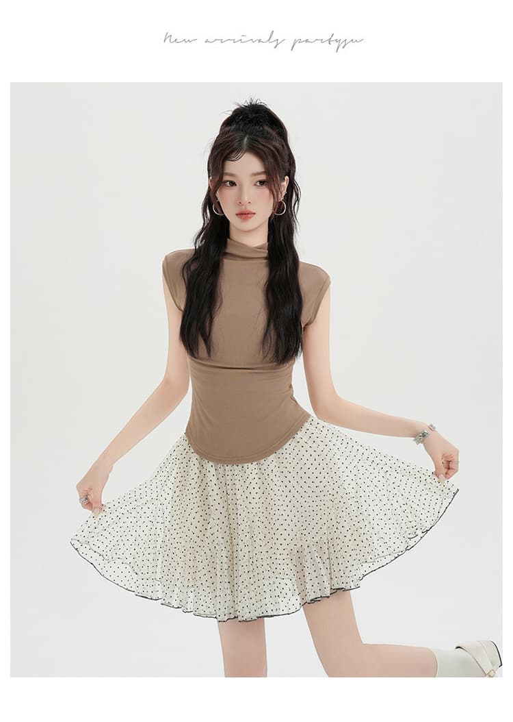 실사 한 부서 핑크색 달콤함 도트 무늬 망사 반신 스커트 여성 여름 하이웨이스트 한 마디 퍼프 빅 플레어 스커트 케이크 미니 스커트 상세 이미지 28