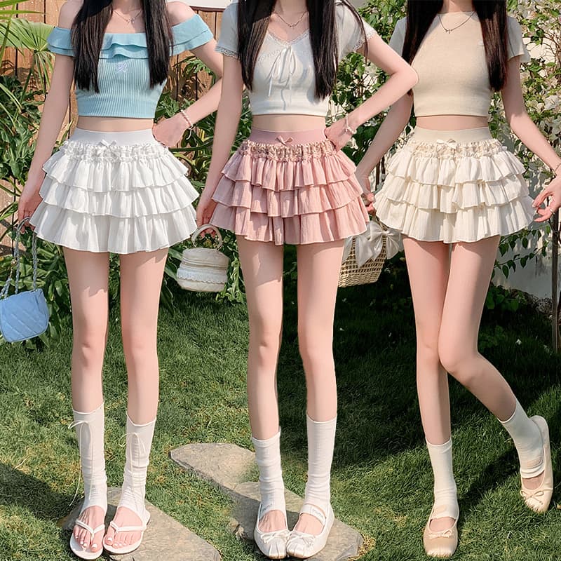 실사 봄 여름 새로운 한 부서 소녀 슈퍼 달콤한 케이크 드레스 레이스 조각 퍼프 미니 스커트 넣다 빛 반신 스커트 이미지 3