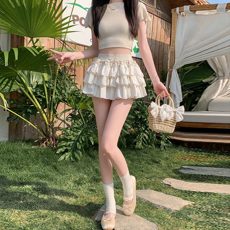 실사 봄 여름 새로운 한 부서 소녀 슈퍼 달콤한 케이크 드레스 레이스 조각 퍼프 미니 스커트 넣다 빛 반신 스커트 이미지 5
