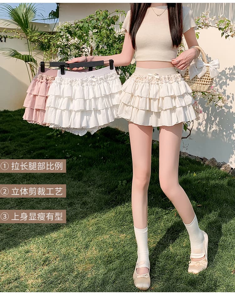 실사 봄 여름 새로운 한 부서 소녀 슈퍼 달콤한 케이크 드레스 레이스 조각 퍼프 미니 스커트 넣다 빛 반신 스커트 상세 이미지 3