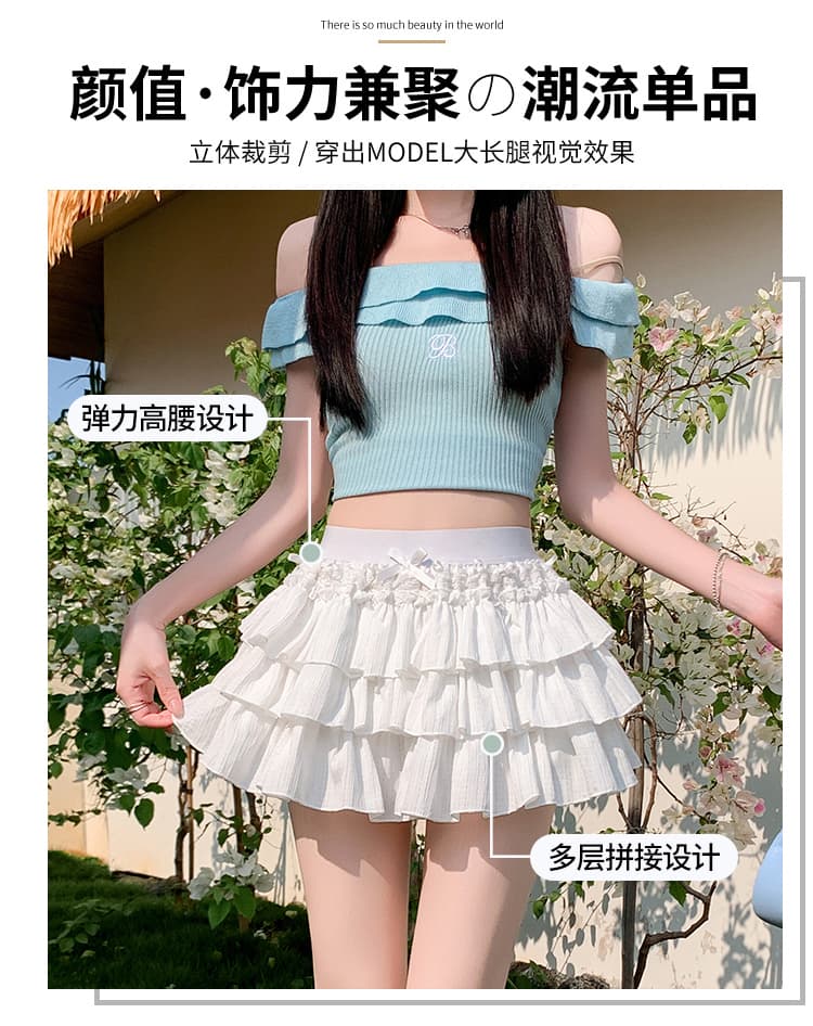 실사 봄 여름 새로운 한 부서 소녀 슈퍼 달콤한 케이크 드레스 레이스 조각 퍼프 미니 스커트 넣다 빛 반신 스커트 상세 이미지 6