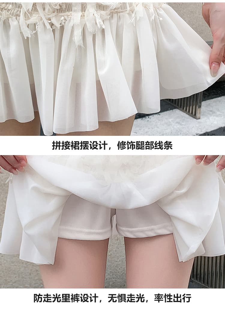 실사 프랑스식 낭만주의 술 패치워크 자카드 반신 스커트 여성 여름 프릴 망사 치마 쉬폰 타이트 스커트 미니 스커트 상세 이미지 26