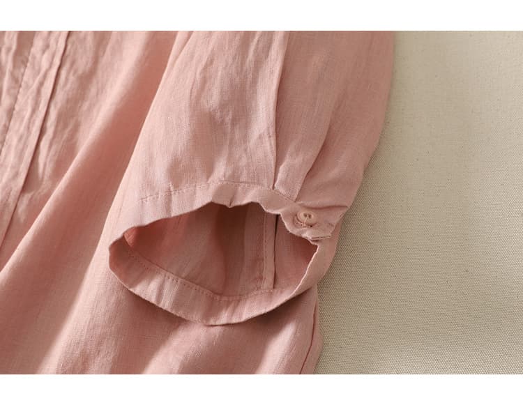 실사 여름 미니멀리즘 느긋한 바람 V넥 면 린넨 여성 셔츠 반 개방 칼라 지퍼 품격 다용도 슬림해 보이는 맨위 상세 이미지 25