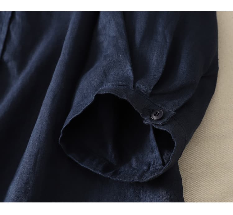 실사 여름 미니멀리즘 느긋한 바람 V넥 면 린넨 여성 셔츠 반 개방 칼라 지퍼 품격 다용도 슬림해 보이는 맨위 상세 이미지 29