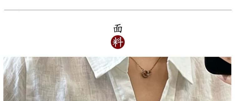 실사 여름 미니멀리즘 느긋한 바람 V넥 면 린넨 여성 셔츠 반 개방 칼라 지퍼 품격 다용도 슬림해 보이는 맨위 상세 이미지 19