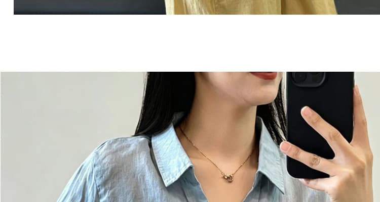 실사 여름 미니멀리즘 느긋한 바람 V넥 면 린넨 여성 셔츠 반 개방 칼라 지퍼 품격 다용도 슬림해 보이는 맨위 상세 이미지 37