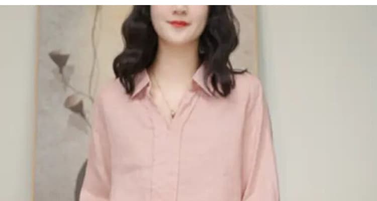 비 실사 여름 미니멀리즘 느긋한 바람 V넥 면 린넨 여성 셔츠 반 개방 칼라 지퍼 품격 다용도 슬림해 보이는 맨위 상세 이미지 22