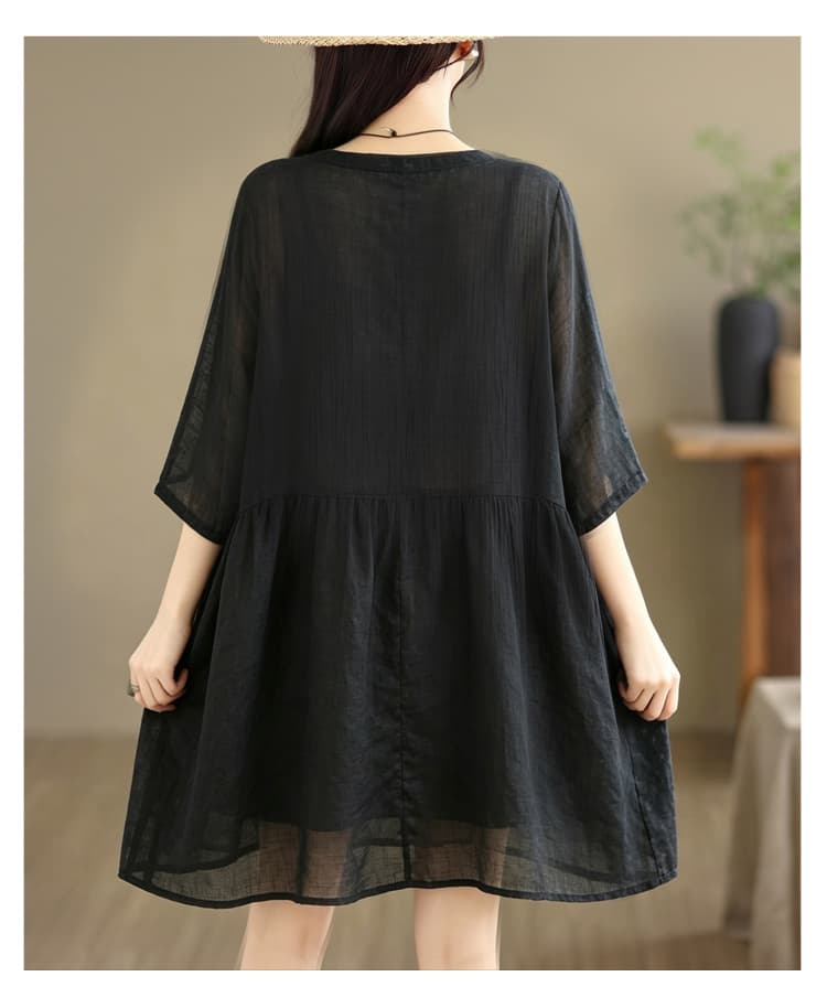 실사 품격 캐주얼 루즈핏 V넥 드레스 트렌디 2026 여름 새로운 프랑스식 작은 대중 Chic 출퇴근 미니 스커트 상세 이미지 10