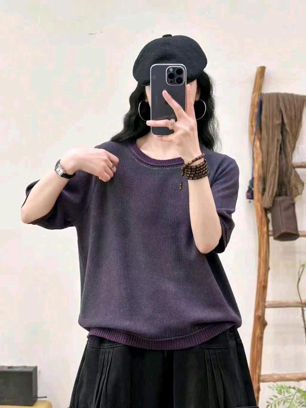 고급 한국 스타일 티셔츠 페이크 레이어드 라운드 넥 외국 가스 연령 감소 얇은 스타일 짧은 소매 위버 여름 아마 맨위 상세 이미지 3