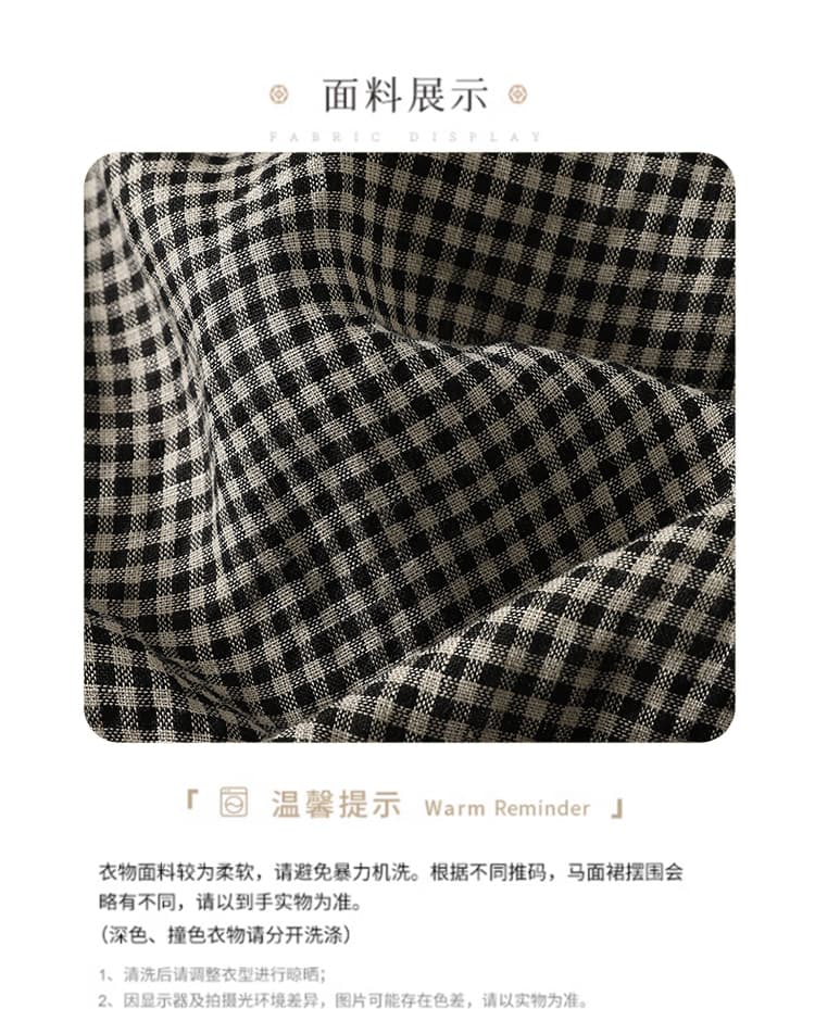 여름 새로운 새로운 중식 아마 반팔 여성 셔츠 레트로 단추 작은 격자 국풍 캐주얼 맨위 세트 상세 이미지 11