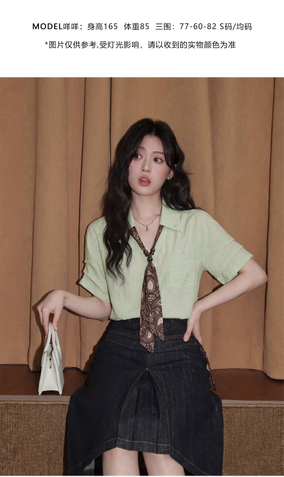 핑크색 V넥 반팔 여성 셔츠 여름 2026 새로운 품격 자이언트 잘 생긴 스카프 넥타이 셔츠 고유 한 맨위 상세 이미지 11