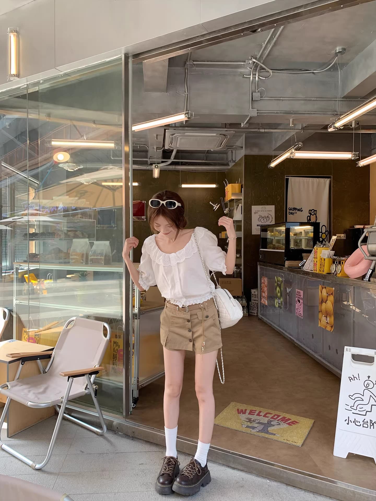 프랑스식 낭만주의 자카드 오프숄더 둘 착용 반팔 여성 셔츠 여름 새로운 품격 레이스 몸매 가꾸기 맨위 상세 이미지 6